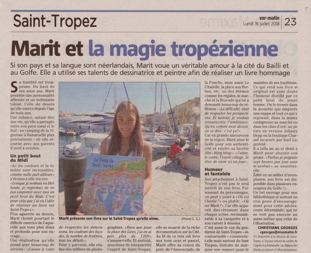 Article Var Matin — Marit et la magie tropézienne